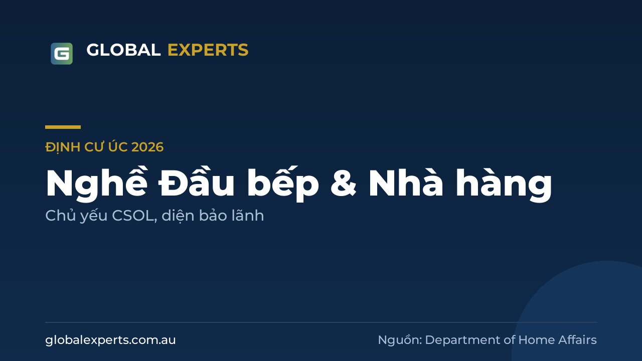Nghề đầu bếp trong danh sách định cư Úc 2026: Chef, Cook